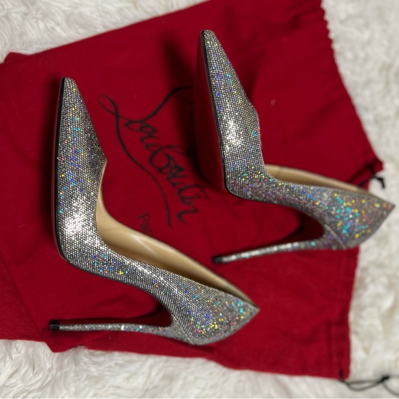 Silver Sparkly Glitter Christian Louboutin Heels - Picture 5 of 8